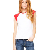 Women's Baby Rib Cap Sleeve Contrast Raglan Tee